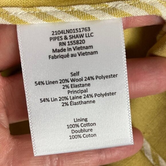 NEW Veronica Beard Double Breasted Linen Blazer Jacket Yellow Boyfriend Size‎ 8 - Picture 9 of 15